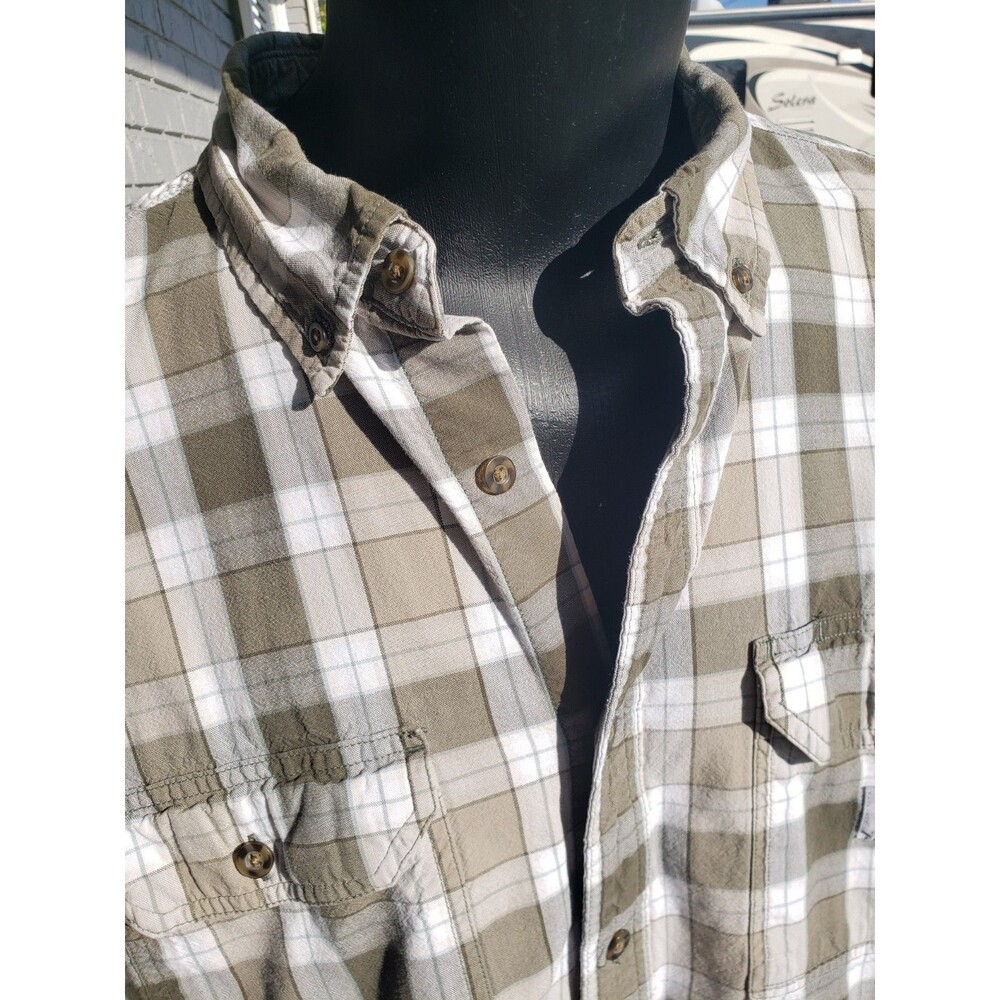 Carhartt Shirt Mens 2XL Green Plaid Loose Fit Long Sleeve Button Up 100% Cotton - Picture 3 of 14